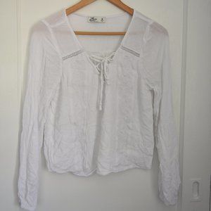Hollister Long Sleeve White Blouse Size Medium